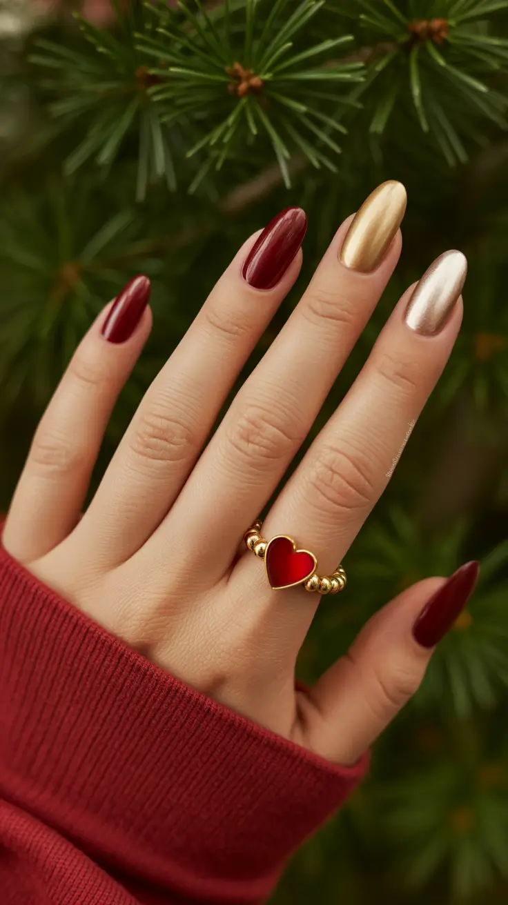 red-winter-nails-2025-2026 golden-ruby-glow