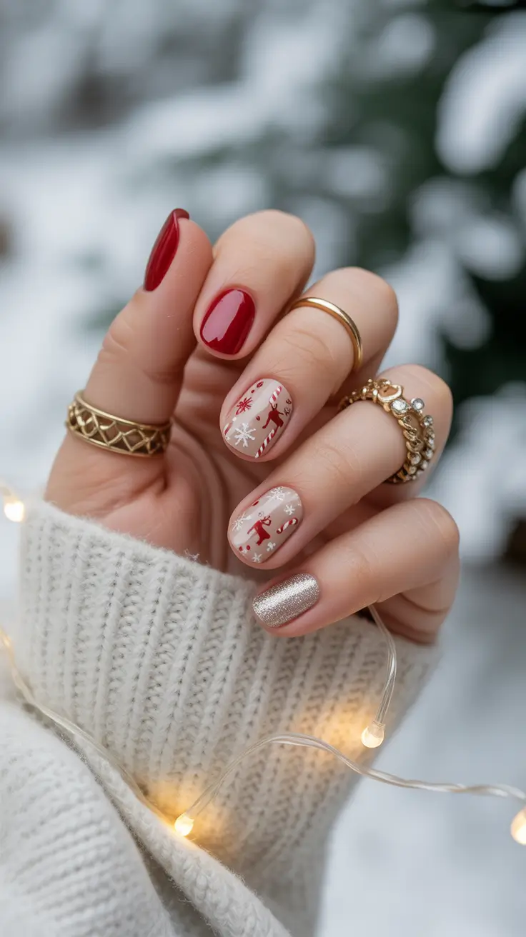red-winter-nails-2025-2026 holiday-spirit-mix