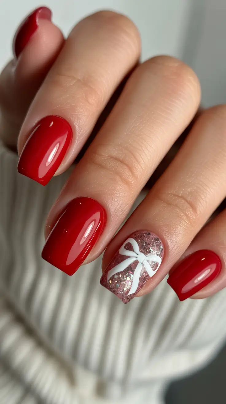 Trendy Manicure Colors Winter 2025–2026 Ruby Bow Delight