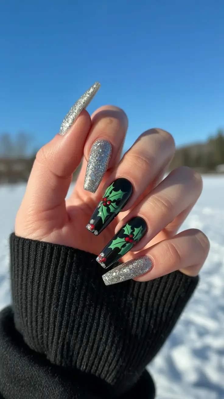Trendy Manicure Colors Winter 2025–2026 Holly Silver Spark
