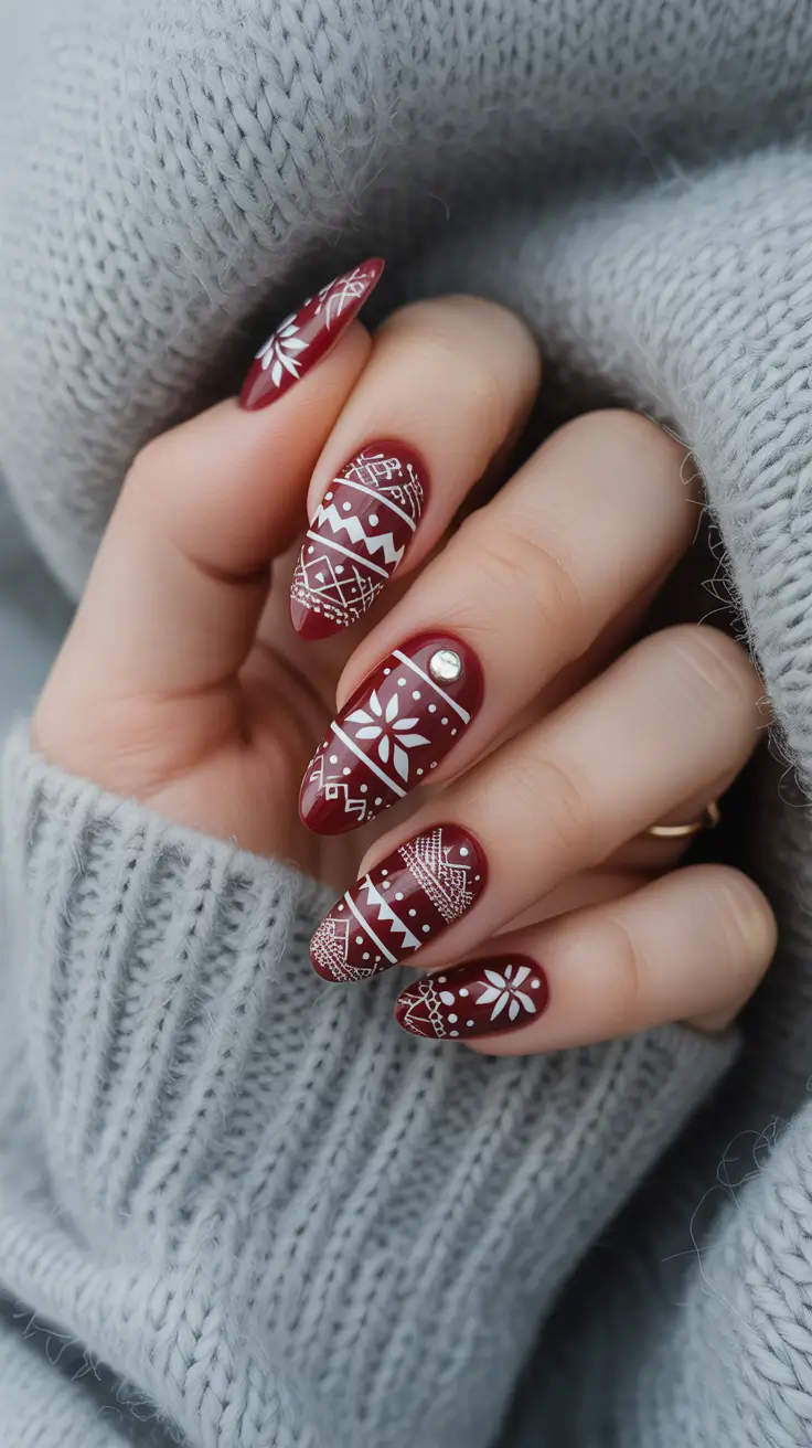 Trendy Manicure Colors Winter 2025–2026 Cozy Cranberry Sweater