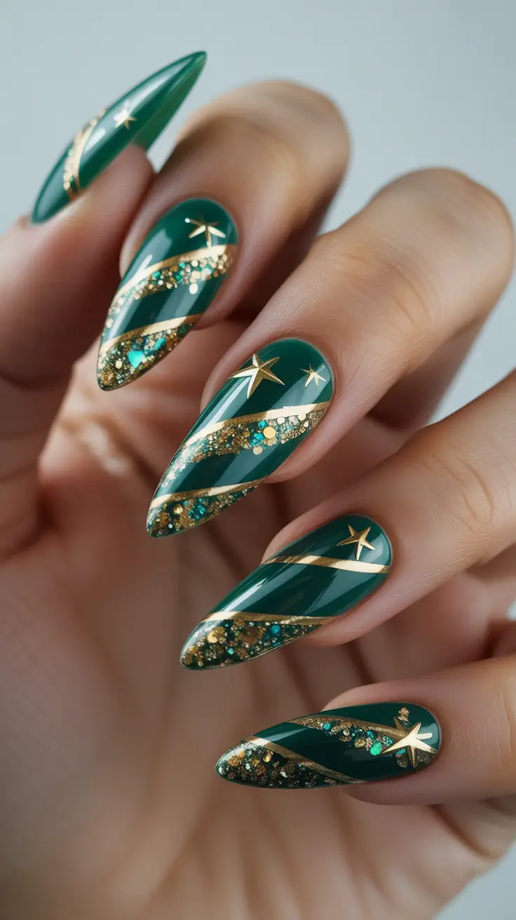 Trendy Manicure Colors Winter 2025–2026 Emerald Starshine