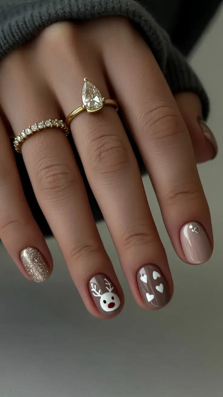 Trendy short winter nail 2025-2026 warm neutrals whimsical