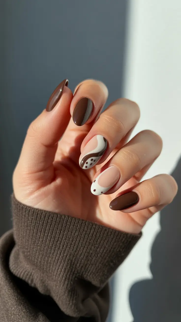 Trendy Winter Nail Colors 2025–2026 Cappuccino Swirl