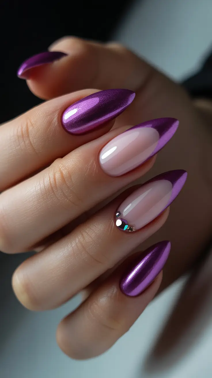 Trendy Winter Nail Colors 2025–2026 Violet Chrome Glam