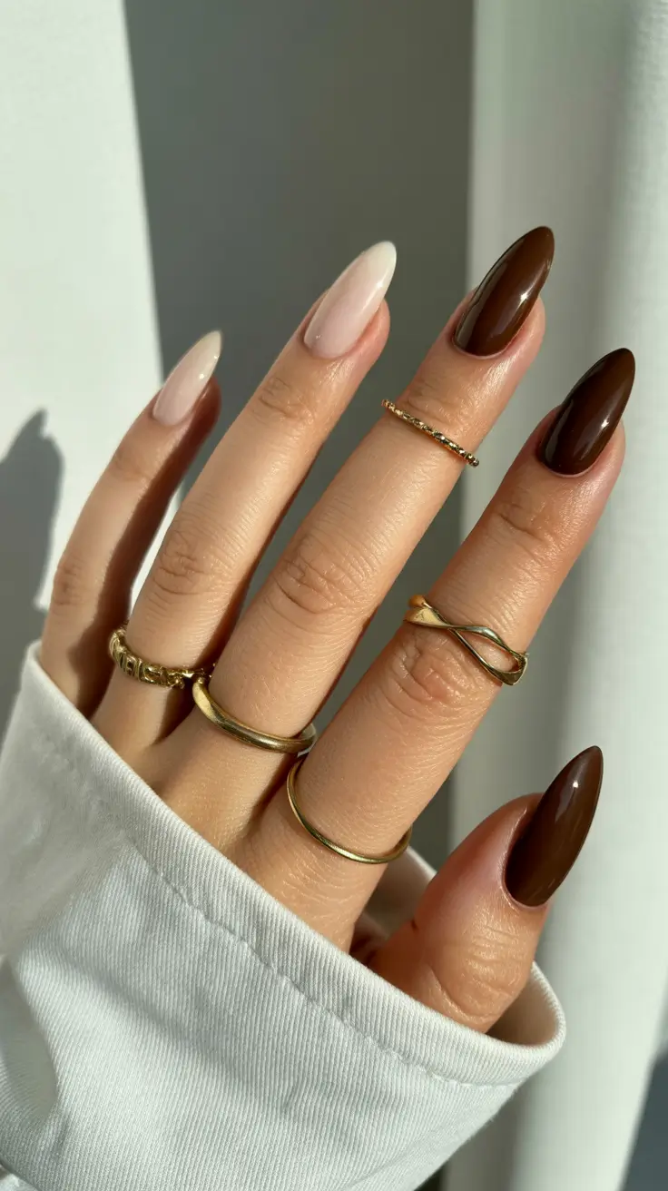 Trendy winter nail colors 2025–2026 Cocoa Fade Perfection