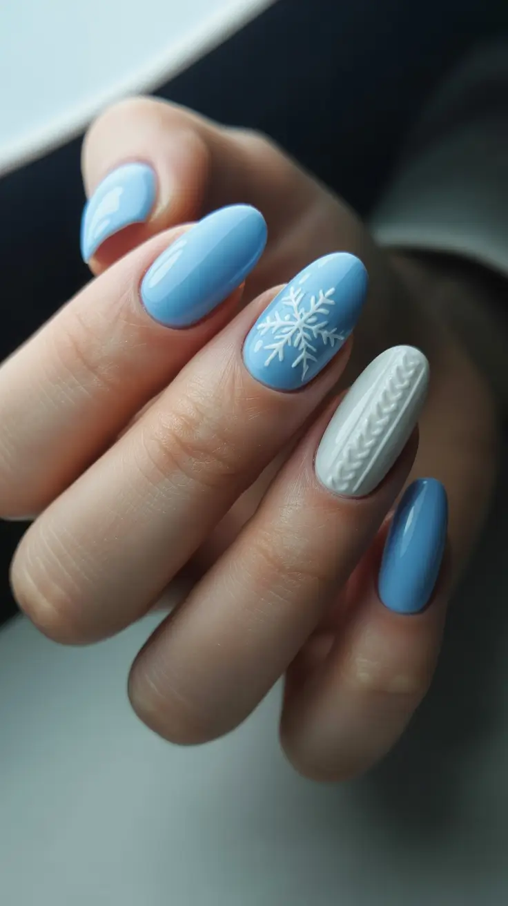 Trendy Winter Nail Colors 2025–2026 Frosted Sky Blue