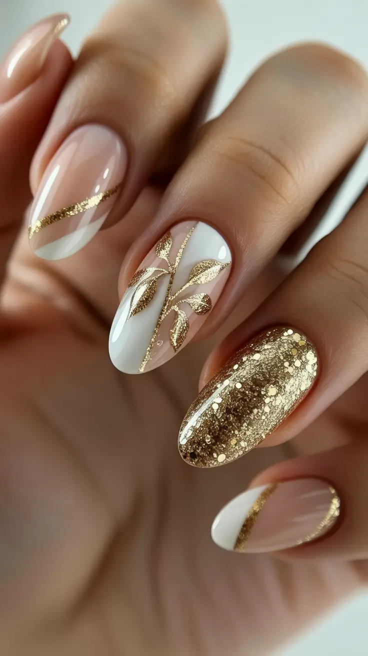 winter-nails-2025-2026-golden-leaf-ivory-shine