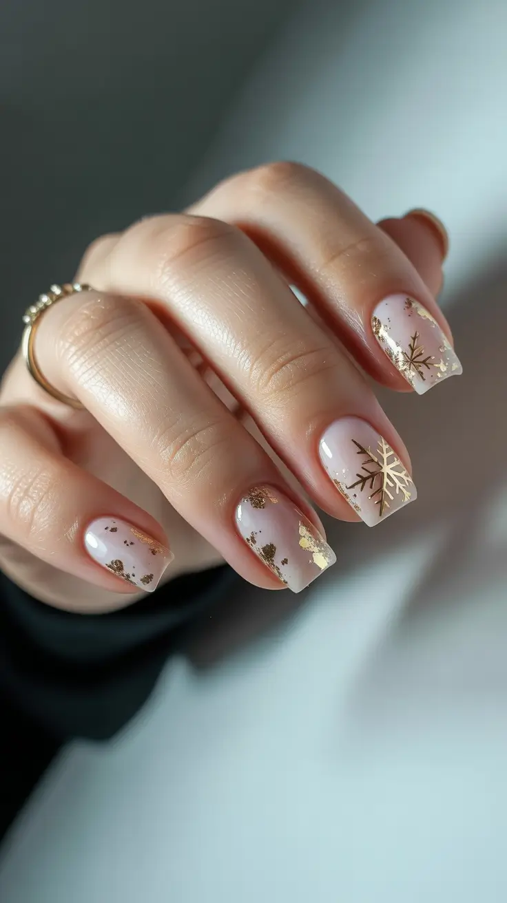 Trendy Winter Nails 2025-2026 Golden Snow Veil