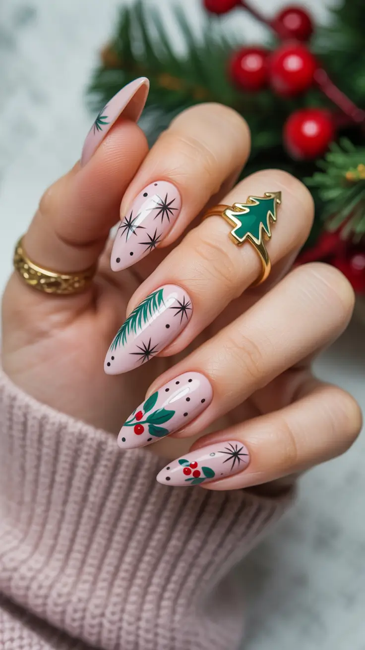 winter-nails-2025-2026-festive-green-berry-accents