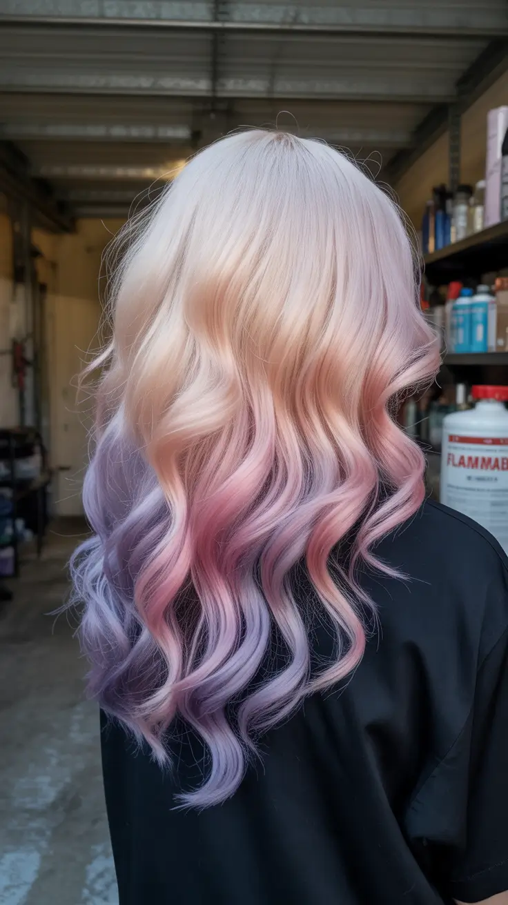 winter hair colors for black women 2025-2026 Pastel Peach-to-Lavender Blend