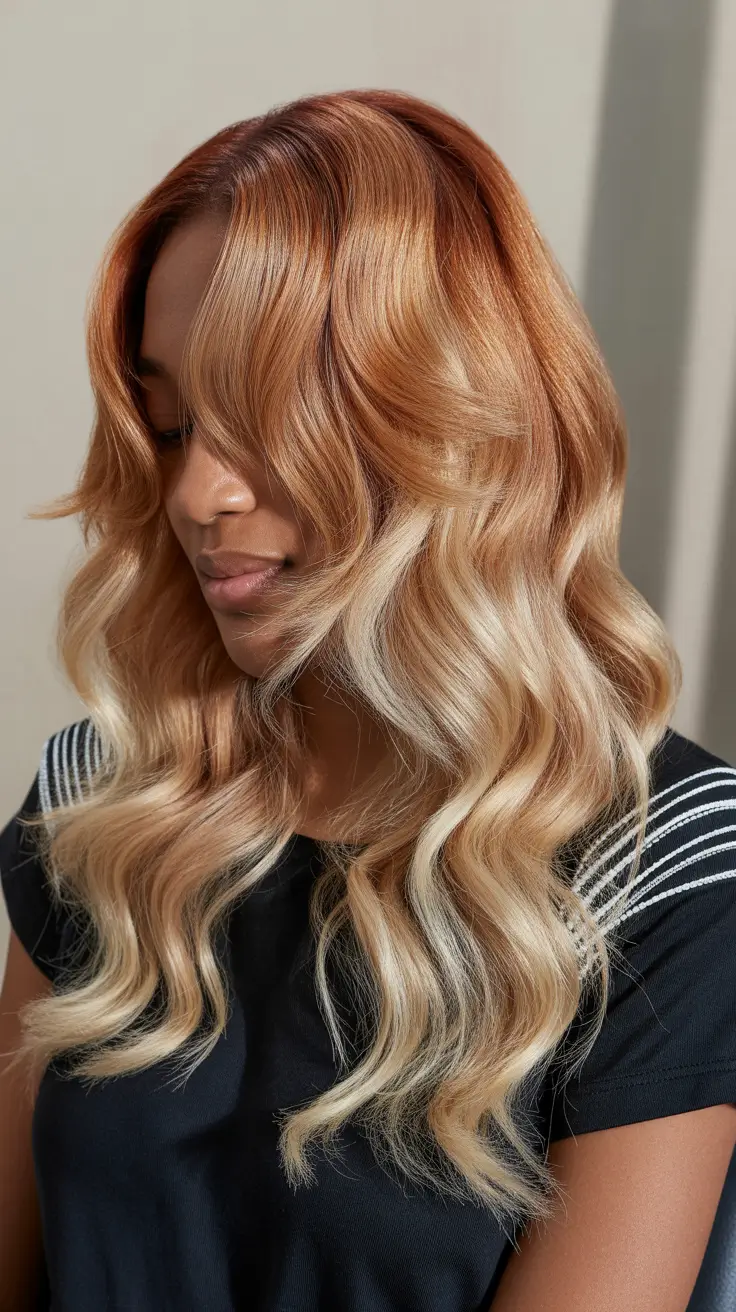 winter hair colors for black women 2025-2026 Ginger Blonde Fade