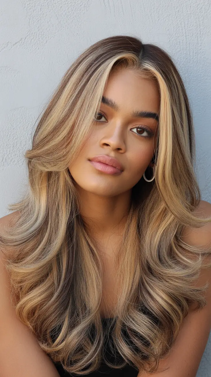 winter hair colors for black women 2025-2026 Bold Blonde Money Piece with Dark Contrast