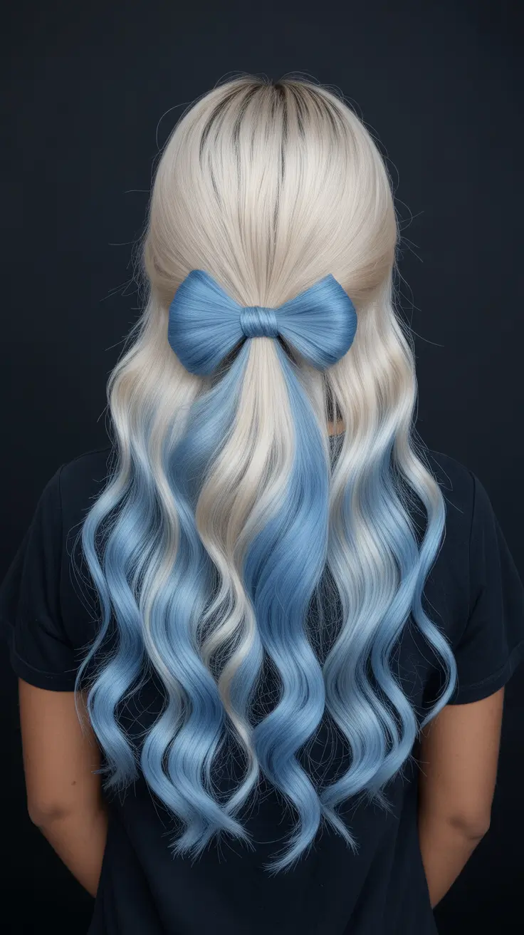 winter hair colors for black women 2025-2026 Frosty Blue Dip Dye