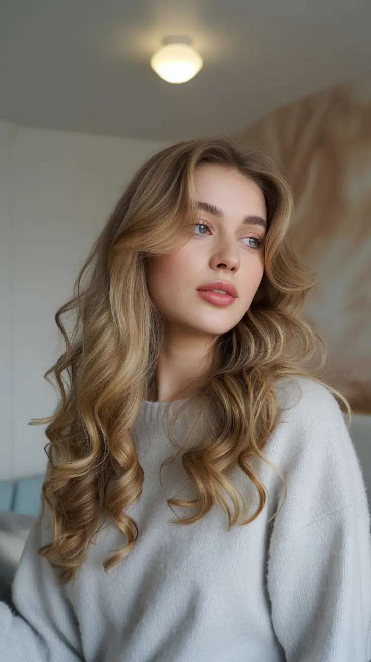 winter hair colors for blondes 2025-2026 Soft Beige Curls