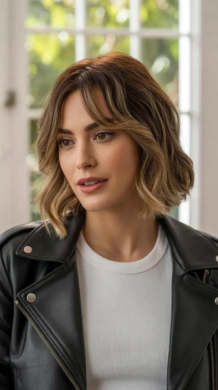 winter hair colors for brown hair 2025-2026 Soft Chocolate Waves with Golden Dimension