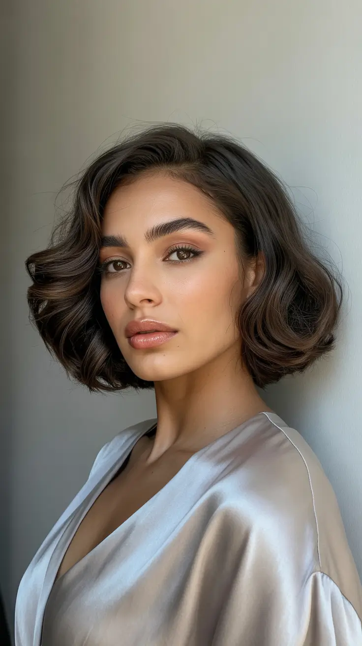 winter hair colors for brown hair 2025-2026 Retro-Inspired Brunette Bob