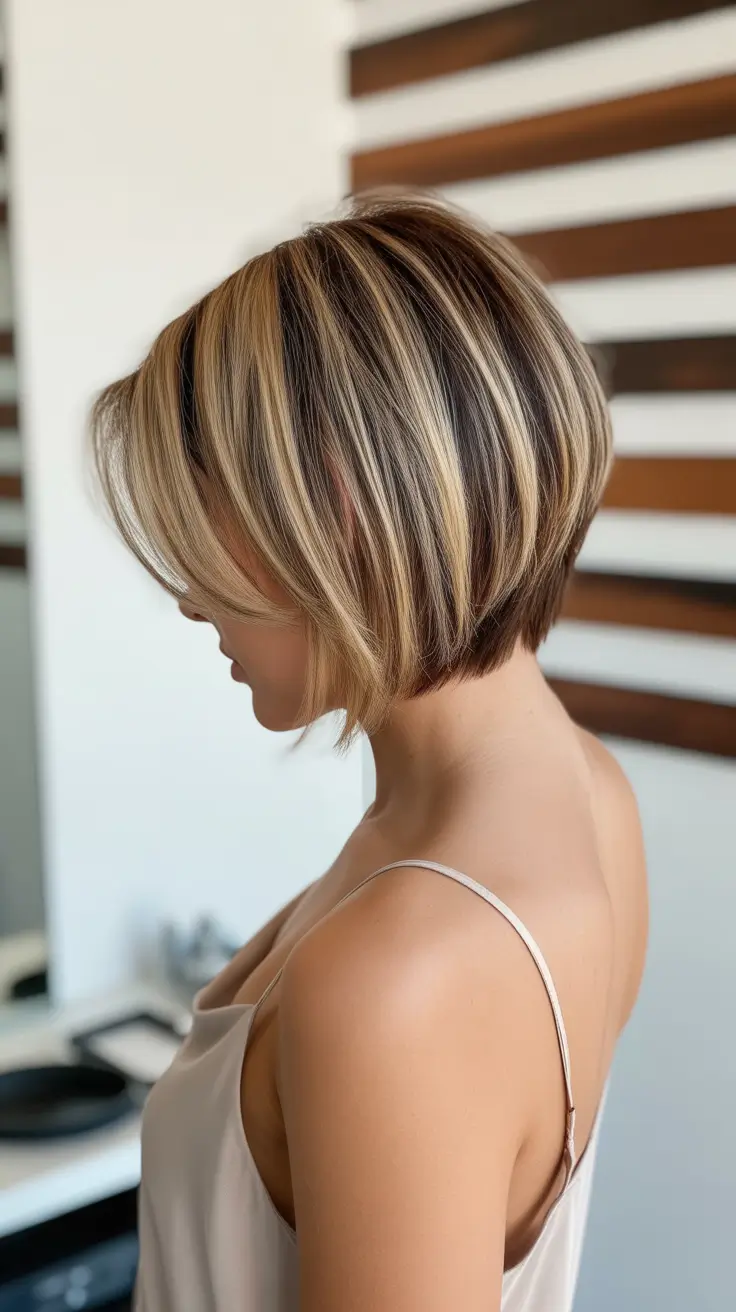 winter hair colors for brown hair 2025-2026 Chic Blonde Peekaboo Bob