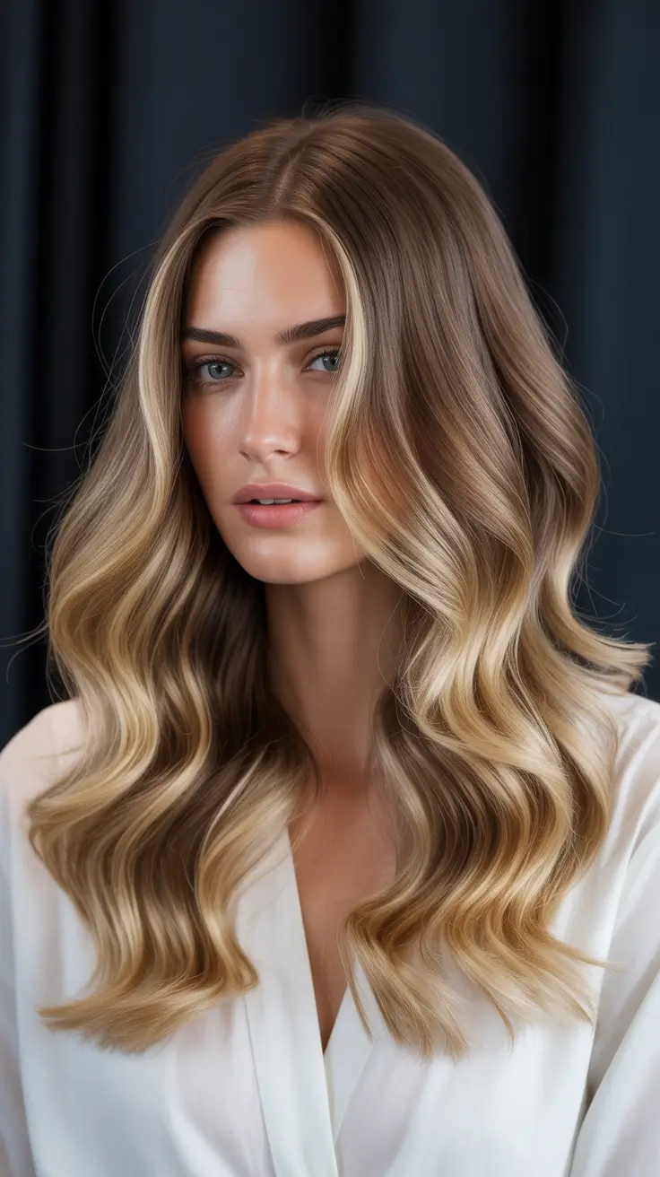 winter hair colors for brown hair 2025-2026 Butter Blonde Contour on Brown