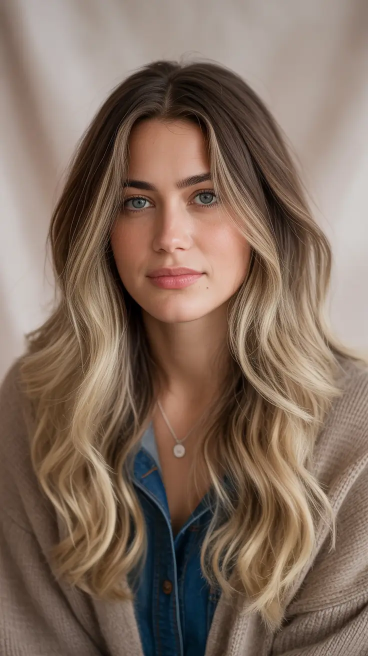 winter hair colors for brown hair 2025-2026 Dimensional Bronde Waves