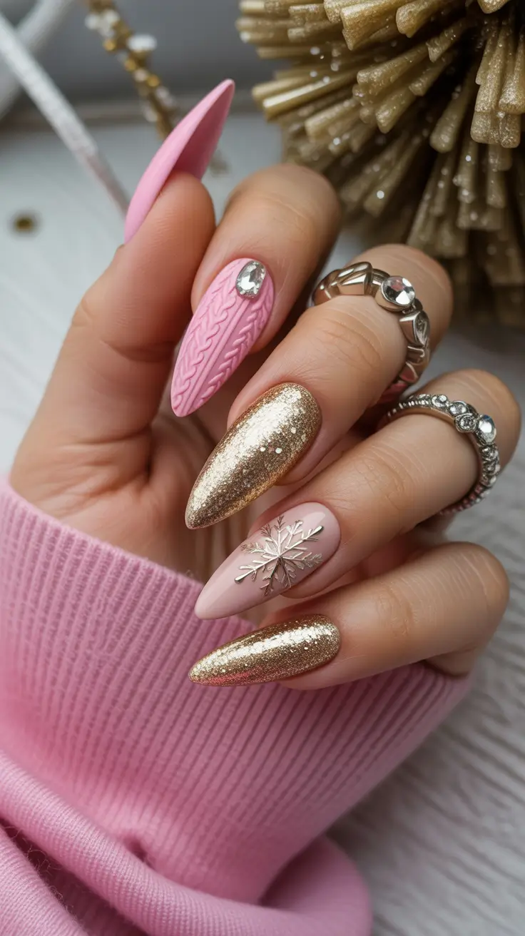 Winter 2025-2026 Cozy Pink and Gold Knit Glam