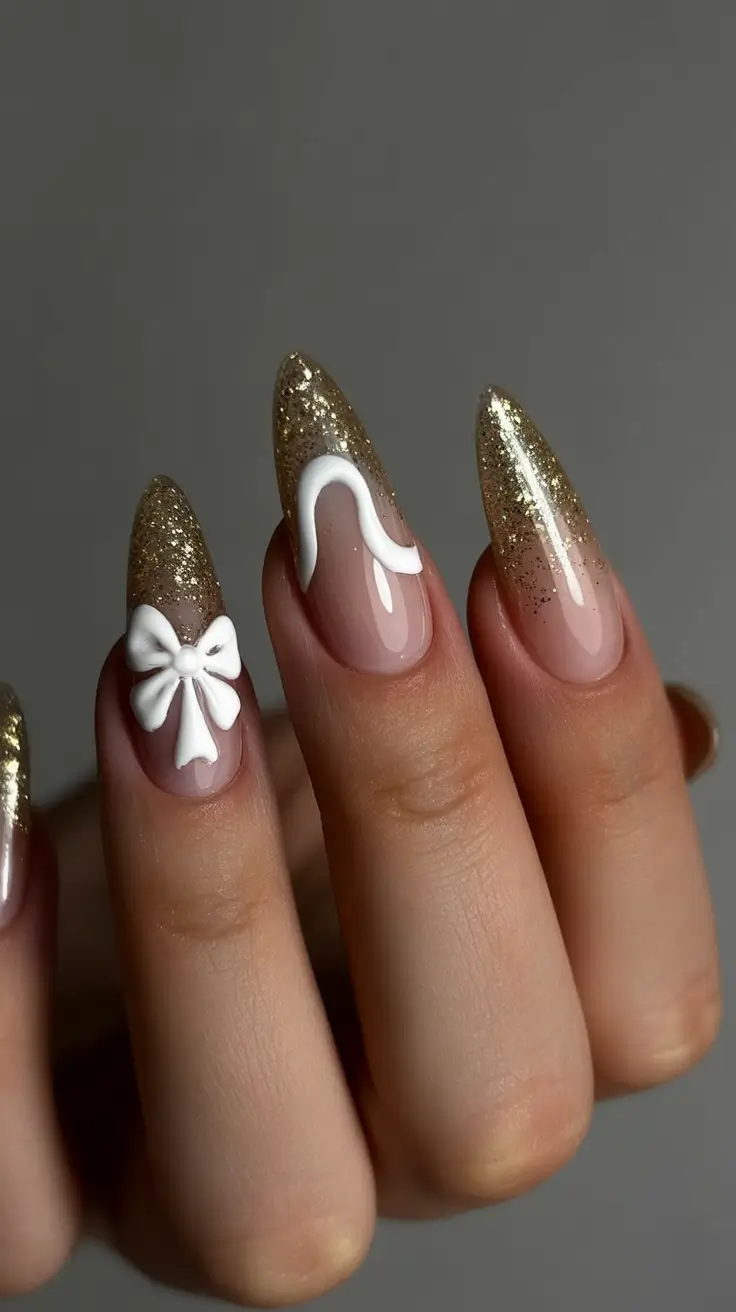 Winter 2025-2026 Golden Glam With 3D White Accents