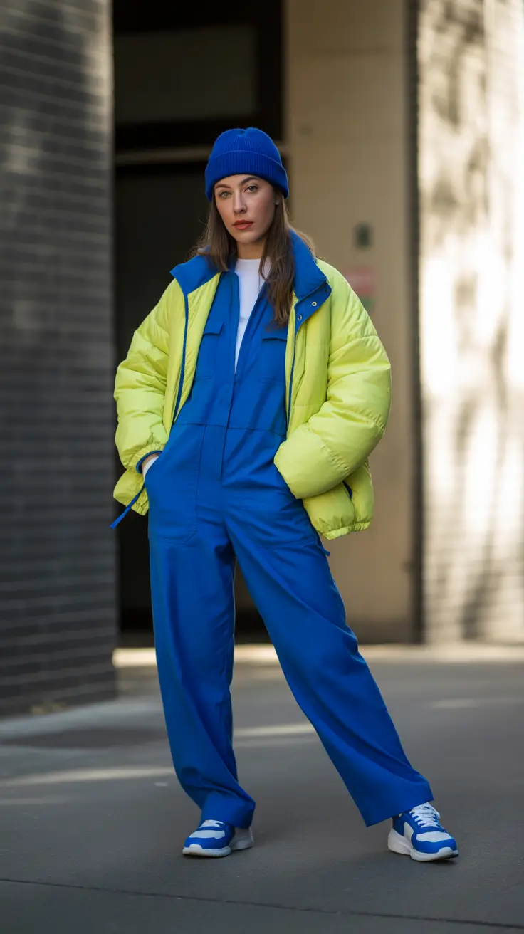 winter outfits cold 2025-2026 Sporty Bold in Blue and Neon