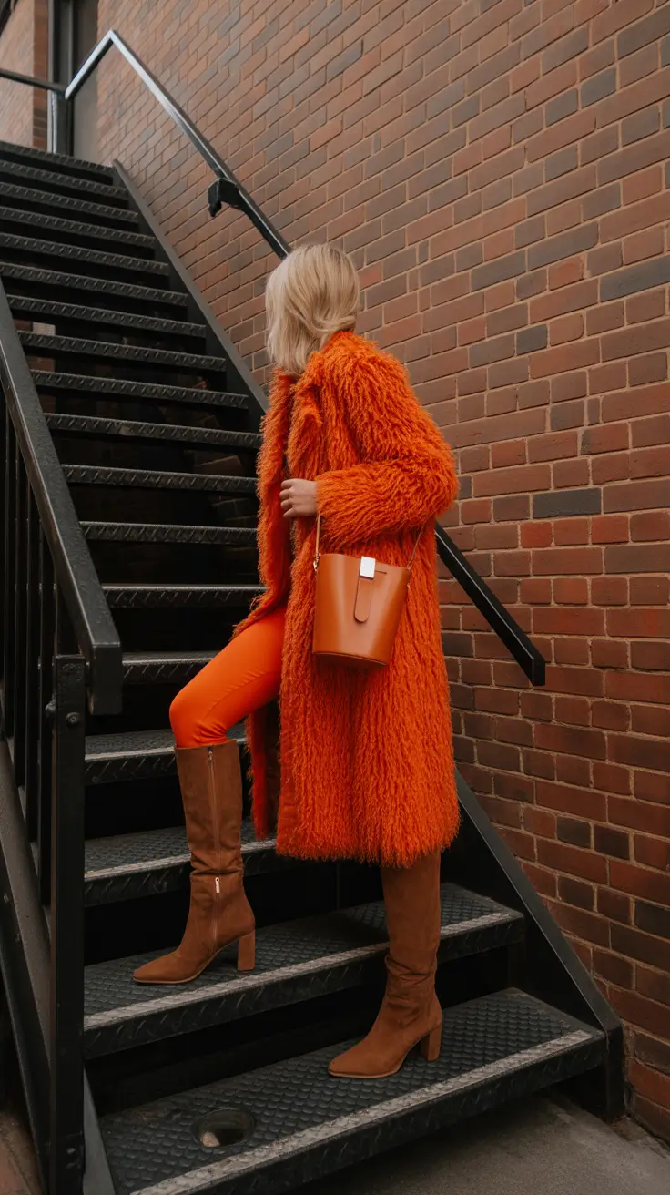 winter outfits cold 2025-2026 Orange Heat in the Chill