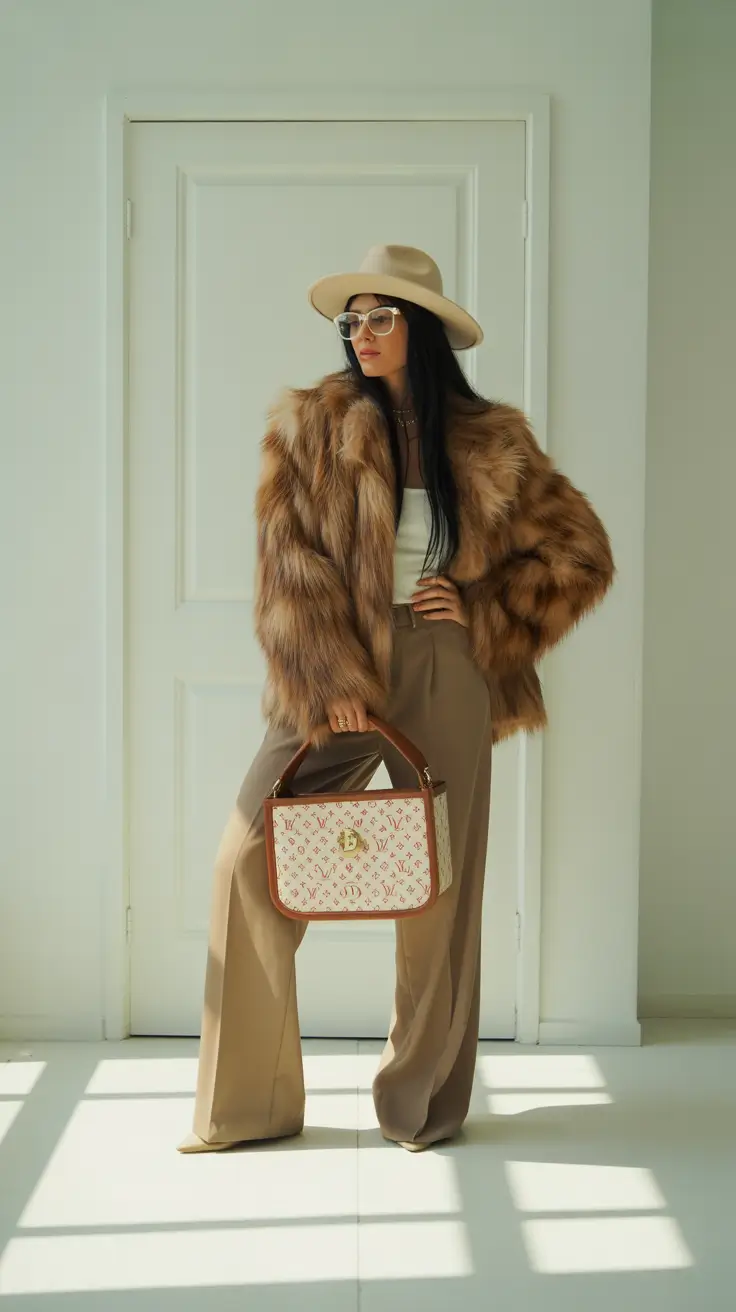 winter outfits cold 2025-2026 Neutral Sophistication with Fur