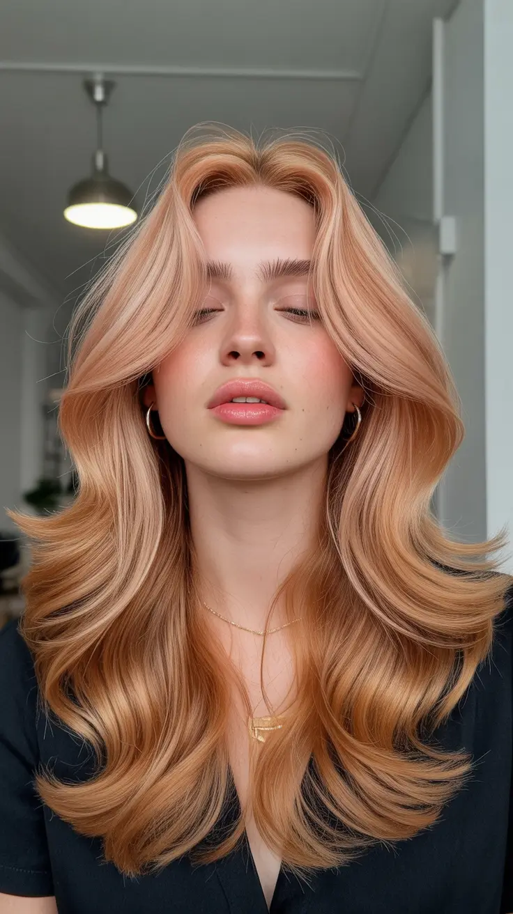 winter trending hair colors 2025-2026 Peachy Butter Layers