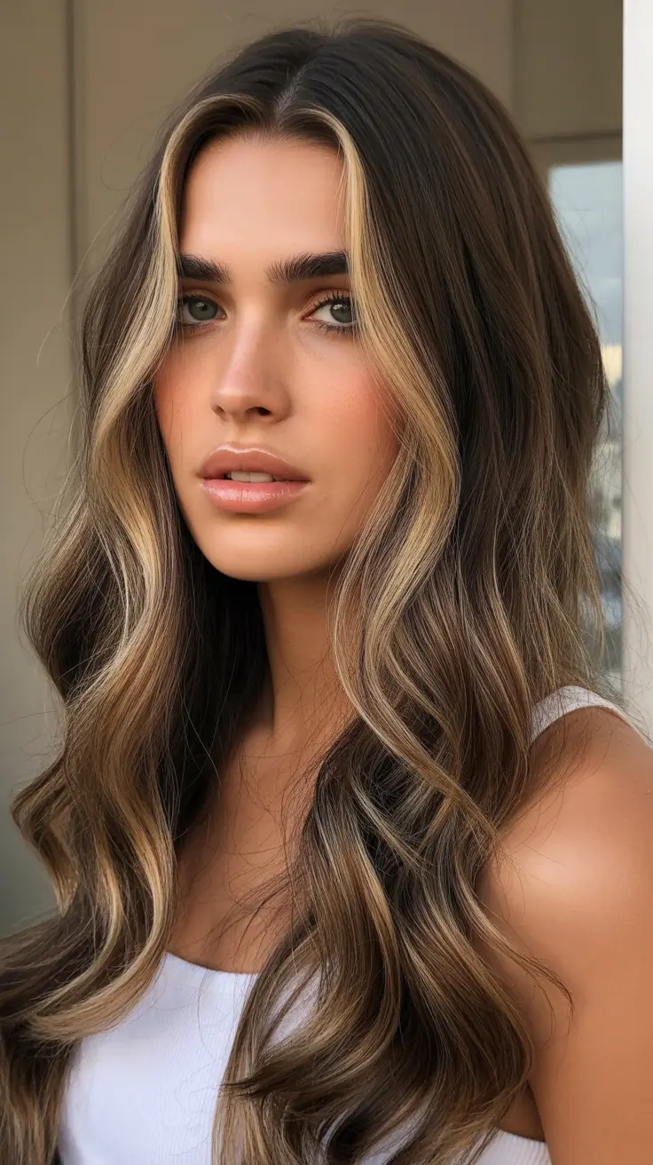 winter trending hair colors 2025-2026 Soft Mocha with Face Highlights