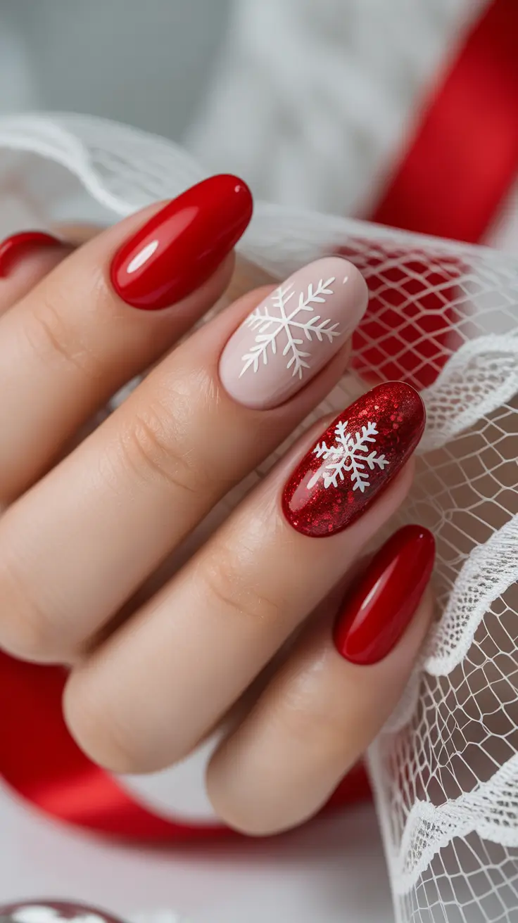 winter almond nails 2025-2026 ruby snowfall