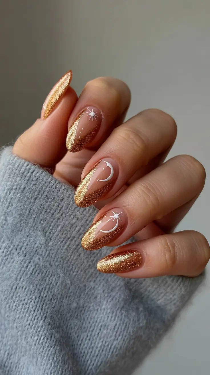 winter almond nails 2025-2026 golden frost
