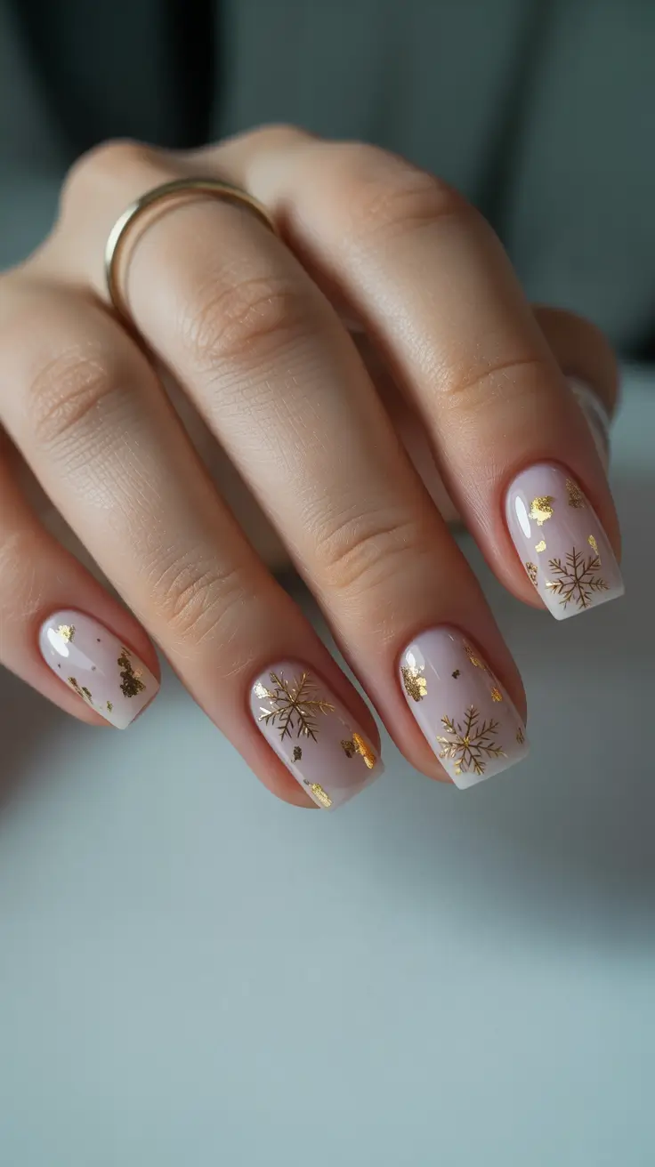 Winter Gel Nails 2025-2026 Golden Frost Elegance