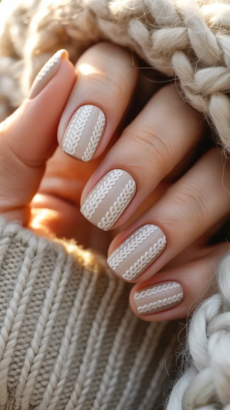 Winter Gel Nails 2025–2026 Cozy Knit Texture