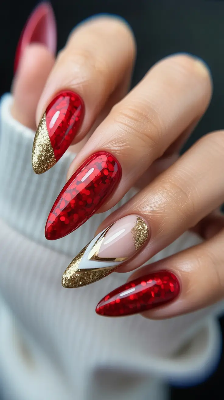 Winter Gel Nails 2025-2026 Crimson Luxe Spark
