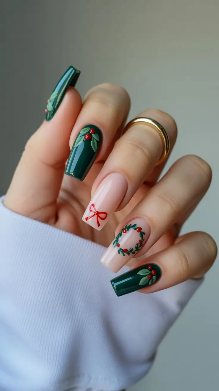 winter-nails-design-and-color-ideas-2025-2026-evergreen-wreaths
