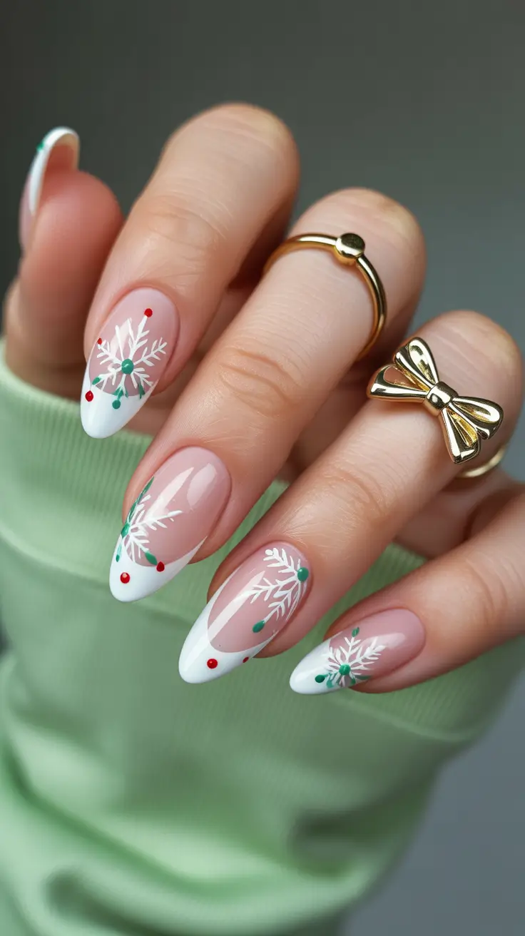 winter-nails-design-and-color-2025-2026 Winter Magic French with Festive Accents