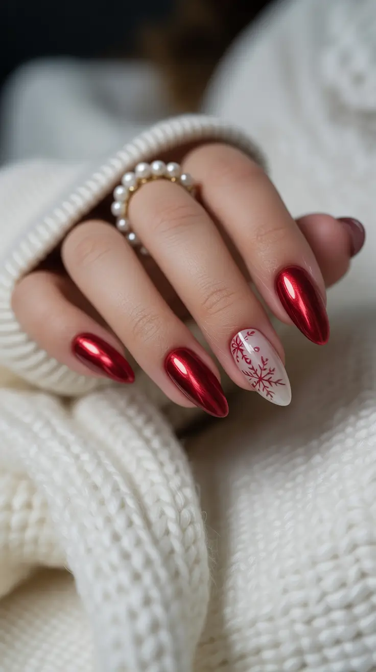 winter-nails-design-and-color-2025-2026 Ruby Chrome Elegance