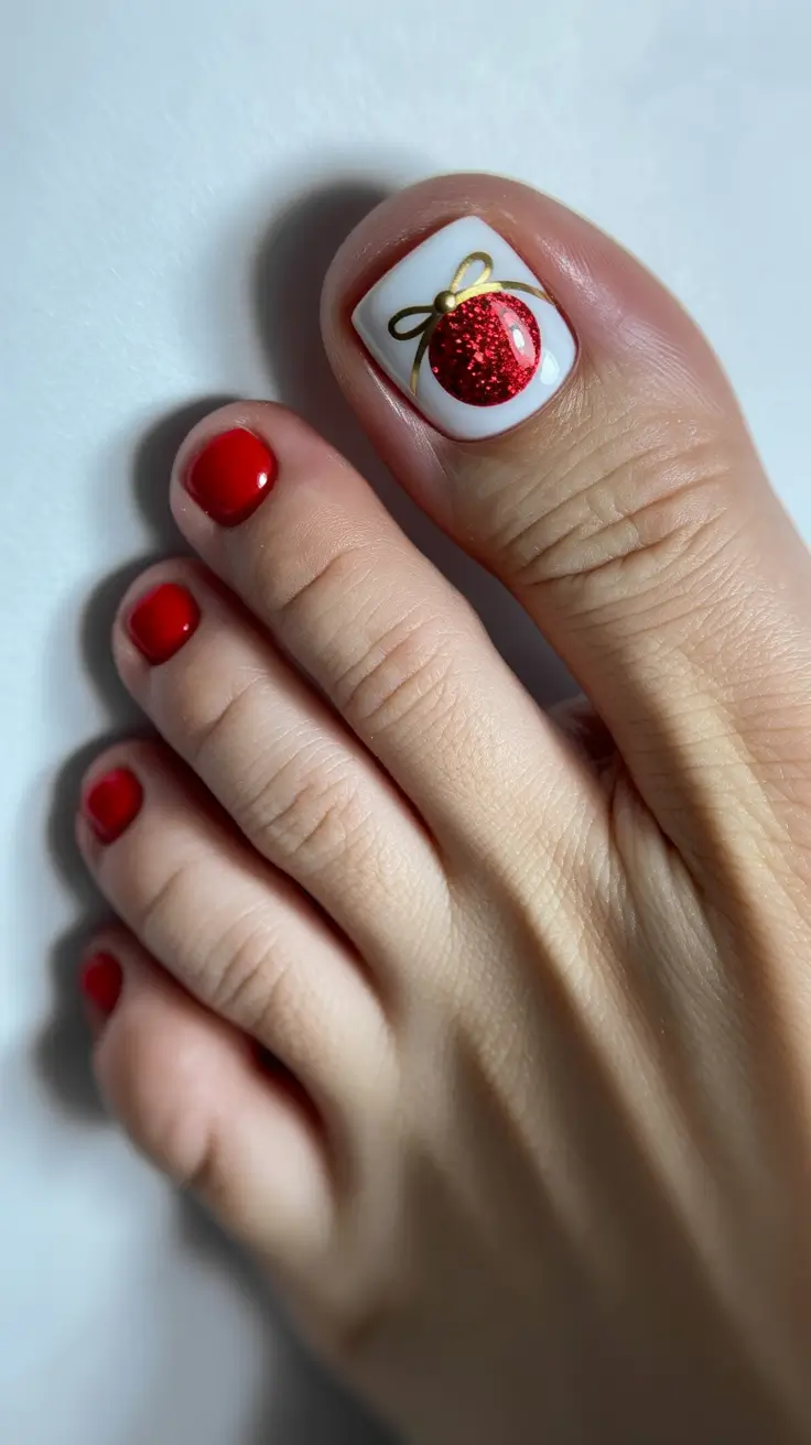 winter-nails-toe-ideas-2025-2026-holiday-ornament-glam