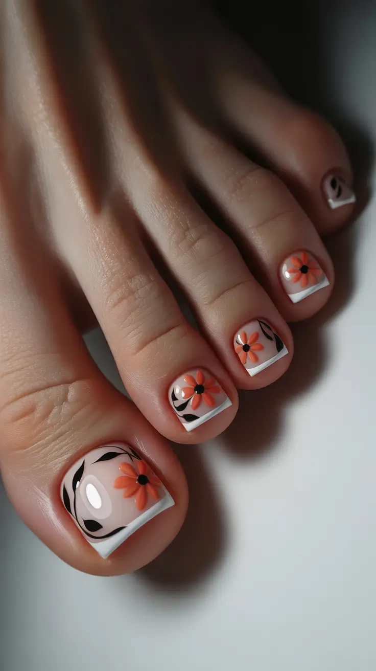 Winter Nails Toe 2025-2026 Retro Floral Charm