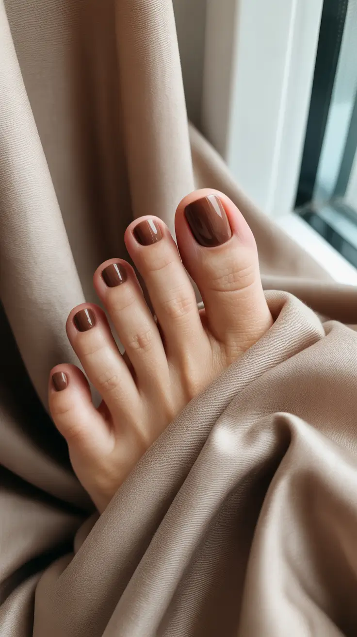 Winter Nails Toe 2025-2026 Mocha Minimalism