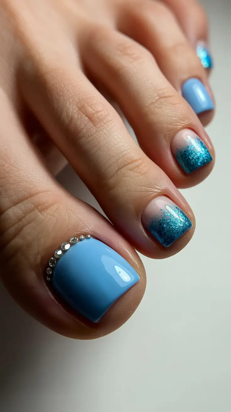Winter Nails Toe 2025-2026 Frosted Blue Spark