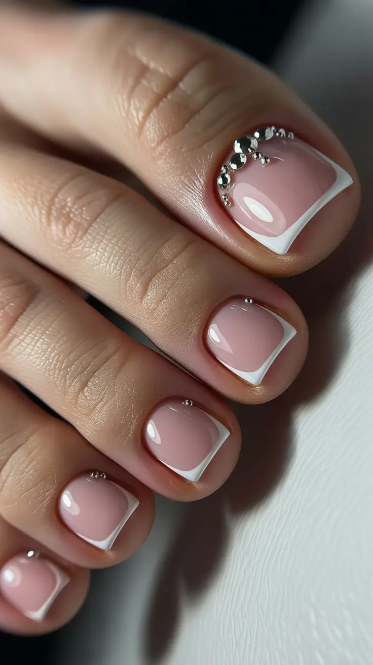 Winter Nails Toe 2025-2026 Crystal French Glow