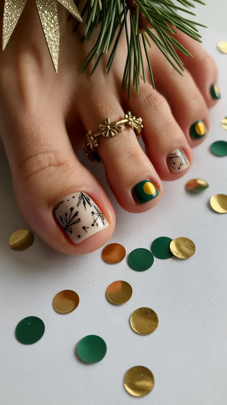 Winter Nails Toe 2025-2026 Evergreen Luxe Pedicure