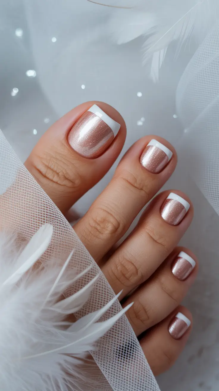 Winter Nails Toe 2025-2026 Frosted Rose French