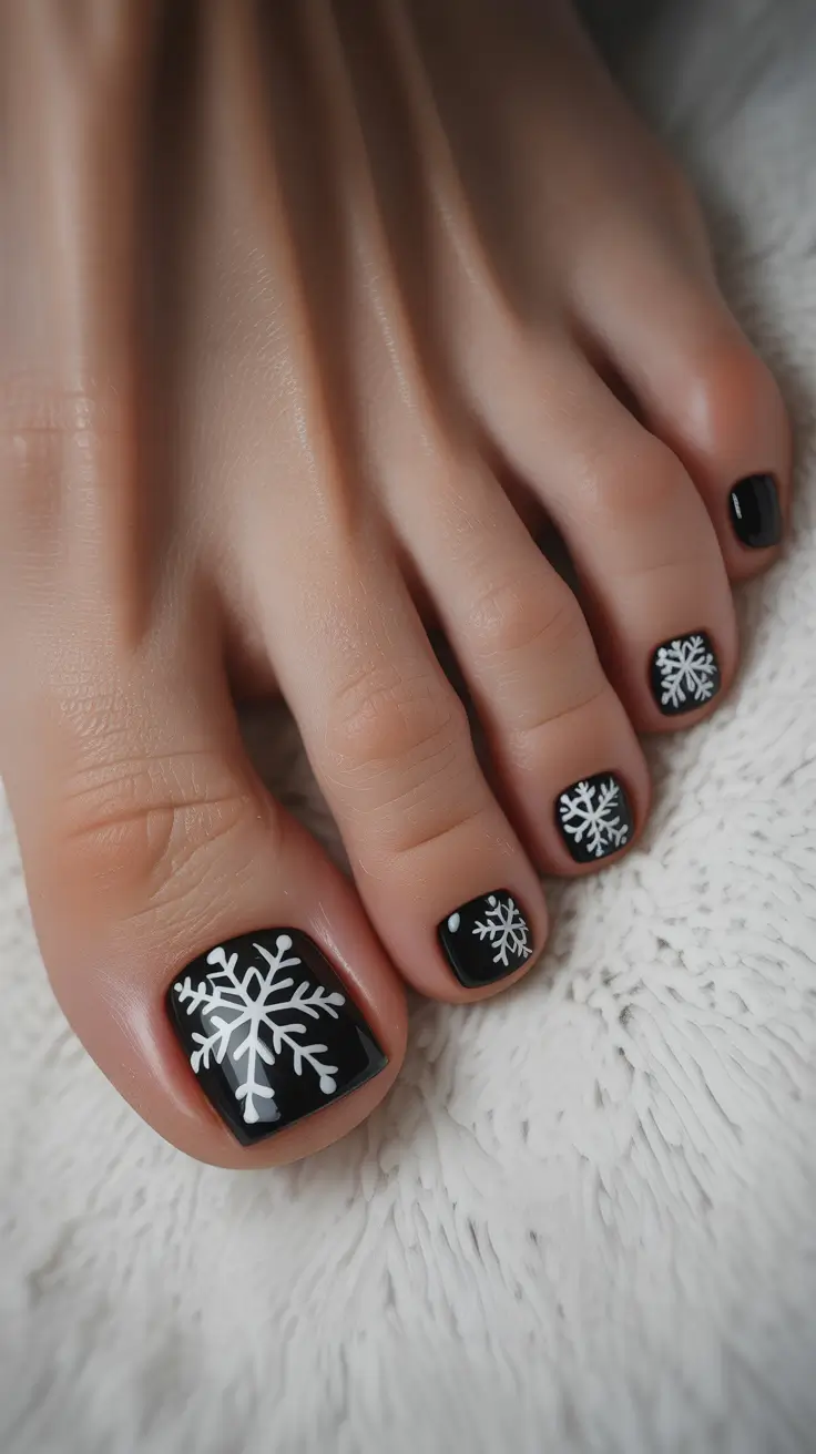 winter-nails-toe-ideas-2025-2026-black-snowflake-drama