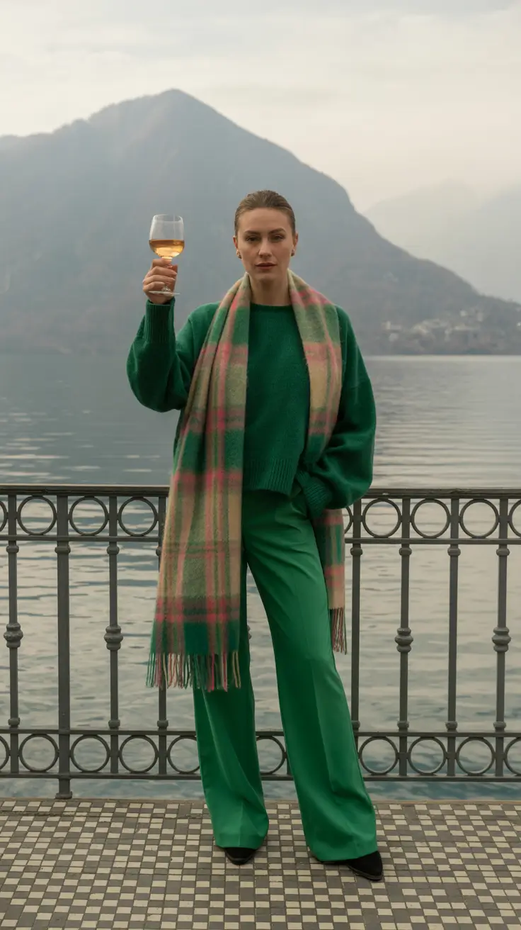 winter outfit inspo 2025-2026 Green Monochrome Escape