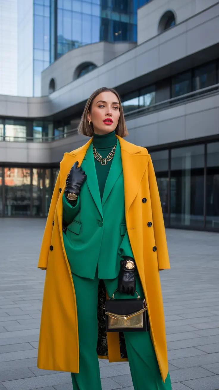 winter outfit inspo 2025-2026 Bold Color Clash