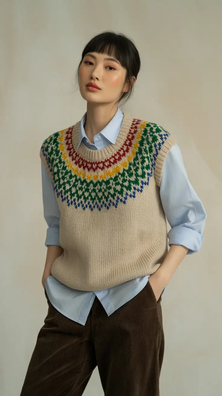 winter outfit inspo 2025-2026 Retro Knit Revival